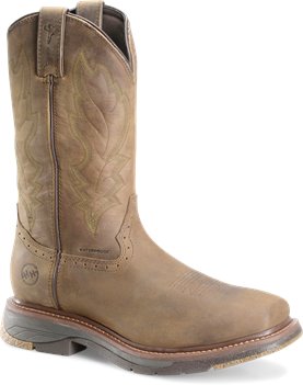 Light Brown Dark Olive Double H Boot 12 Inch Wide Square Toe Roper Buster 